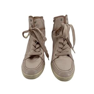 Hogan Rebel Natural 90MM Calfskin Wedge Sneakers 38 1/2 Women's